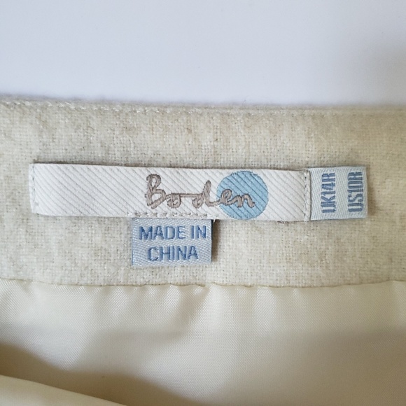 Boden | Cream Wool Skirt with Geometric Appliques - Picture 7 of 8